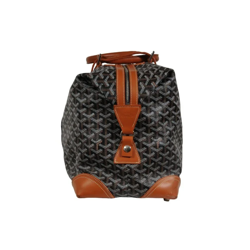 Goyard Boeing 45 Black Brown Leather Duffle Travel Carry On Vacation Weekend Bag